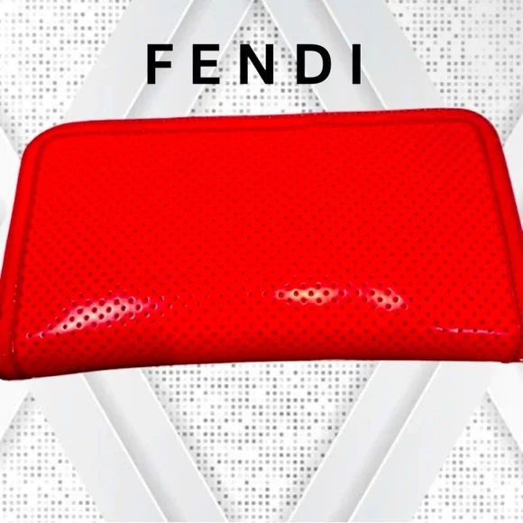 ‼️SOLD‼️Fendi Du Jour Red Perforated Leather Tote Bag and Wallet Bundle - Picture 7 of 8